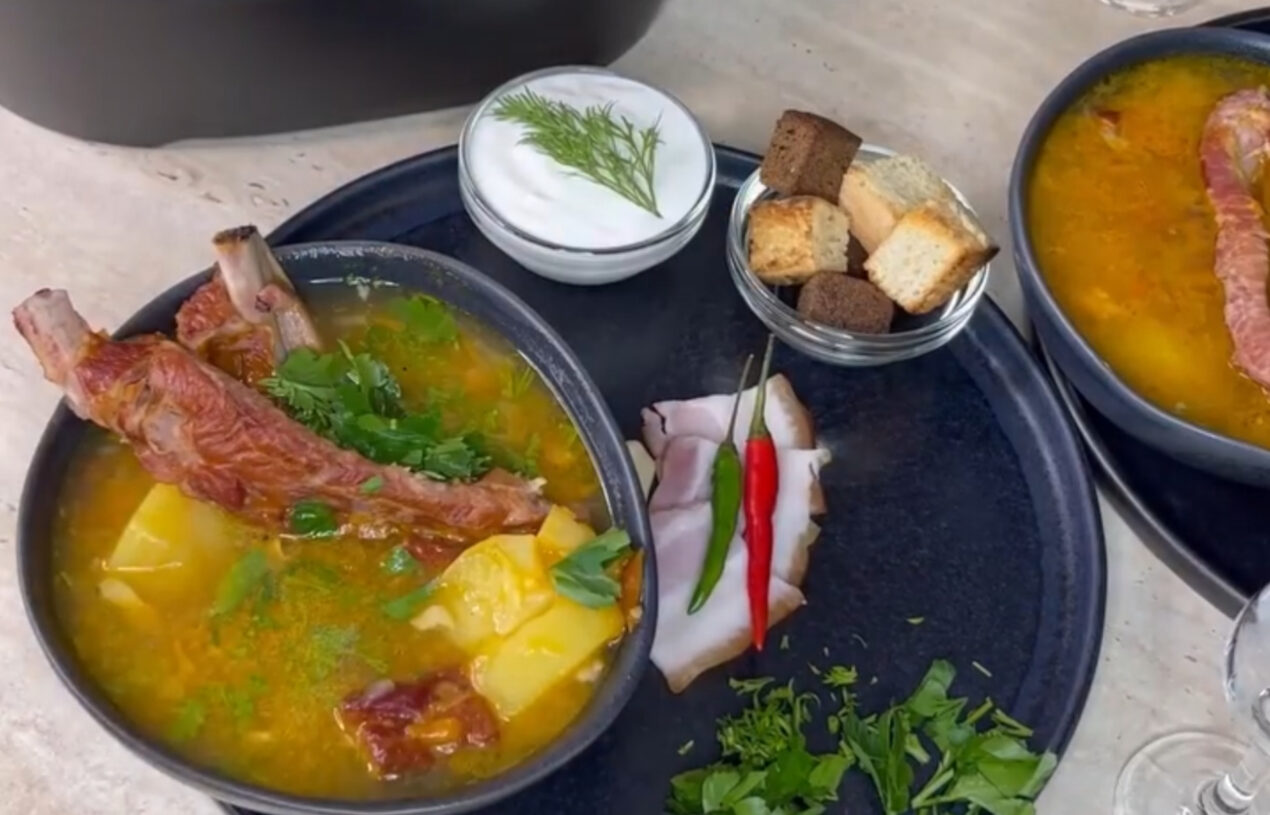 Pea Soup with Smoked Brisket